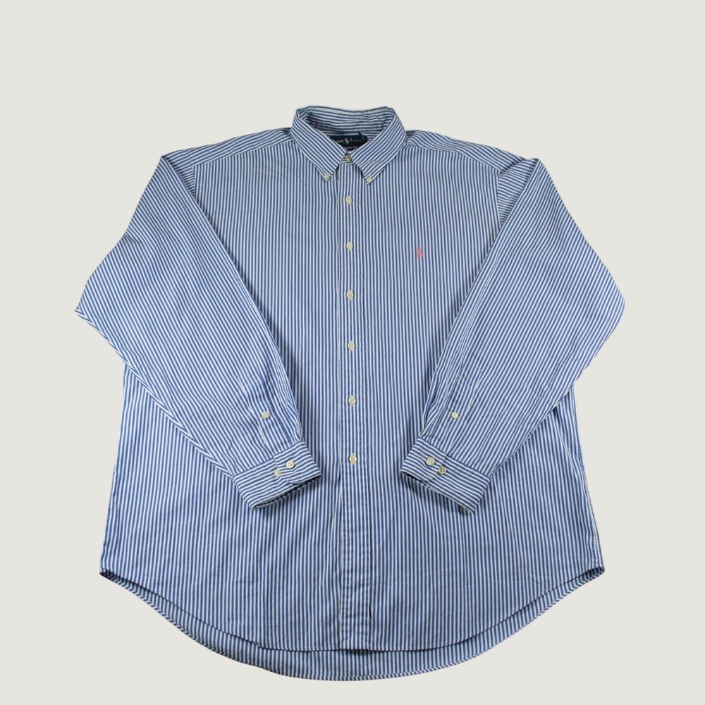 Polo Ralph Lauren Blue White Striped Oxford Shirt XL